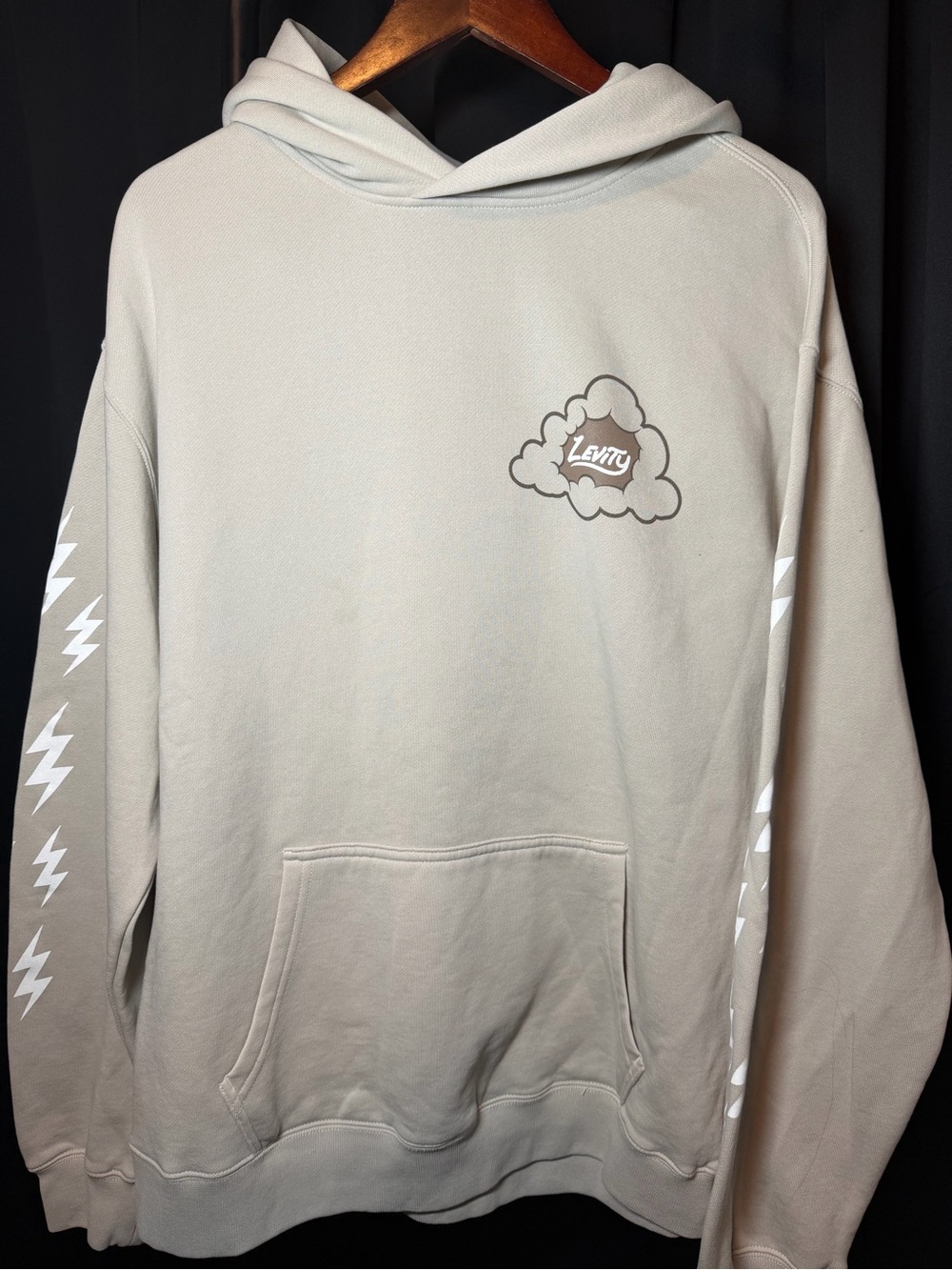 levity Neutral Cream Pullover Hoodie with Logo